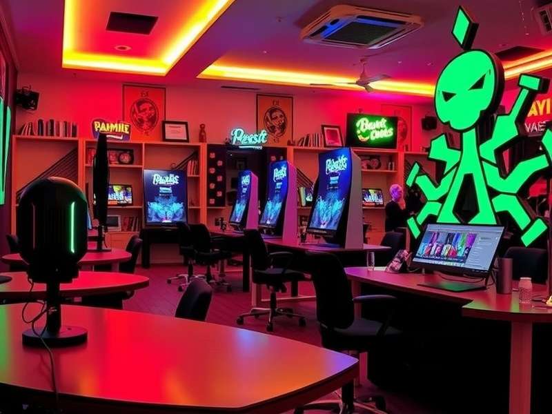 Kanpur Game Studio office interior with game development workstations